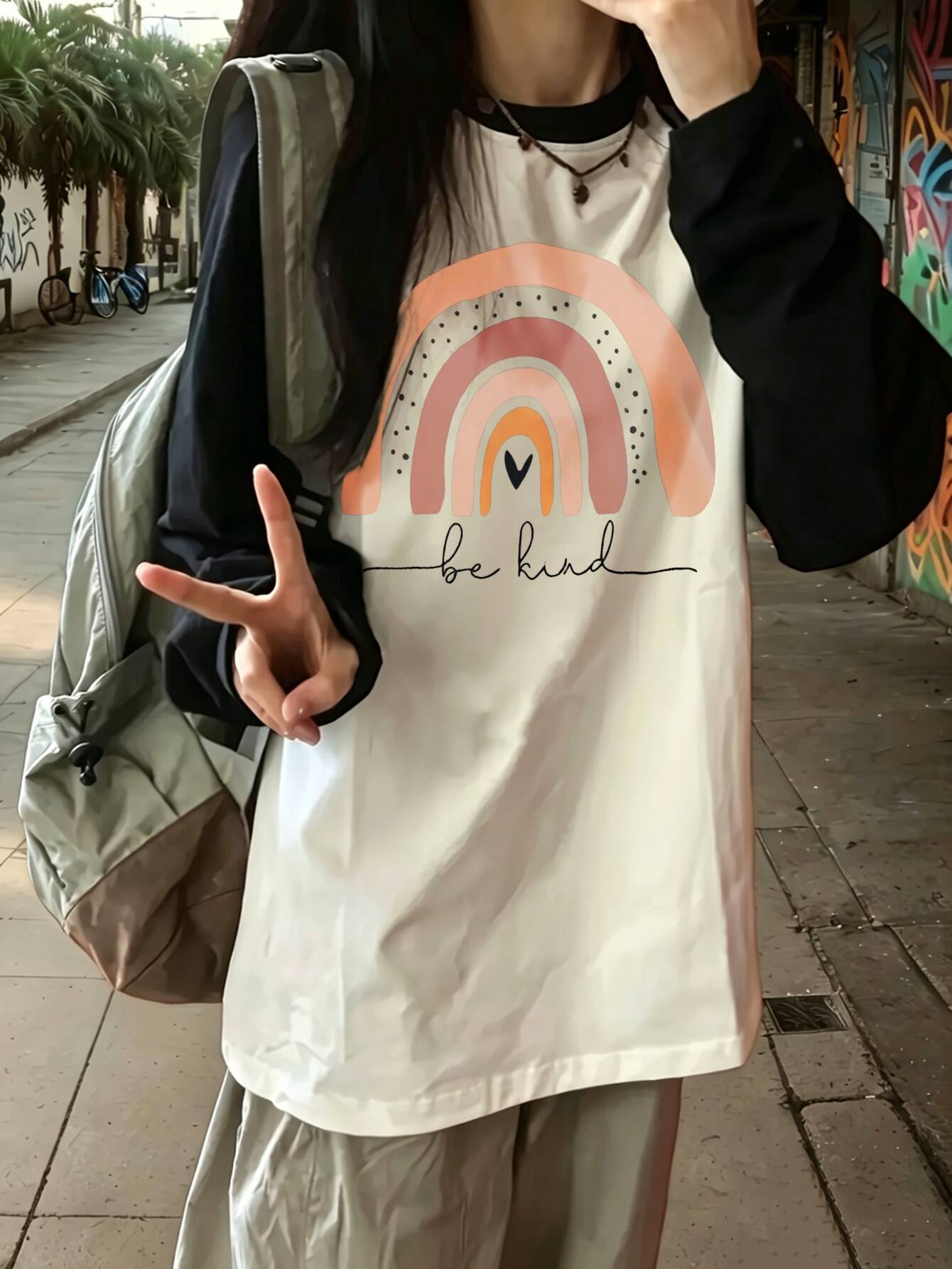 Tee Graphic Print - Maglietta casual vintage Harajuku con stampa